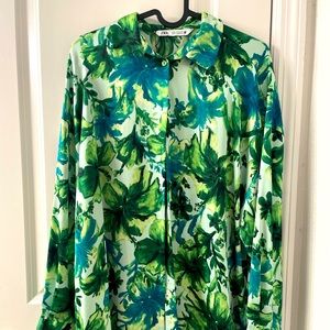 Zara Satin Oversized Button Down